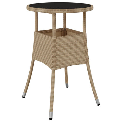 3-tlg. Garten-Essgruppe mit Kissen Beige Poly Rattan und Glas