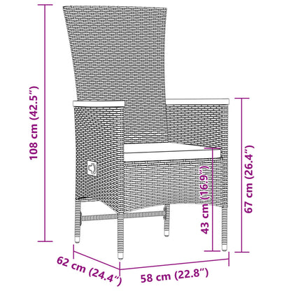 9-tlg. Garten-Essgruppe mit Kissen Schwarz Poly Rattan