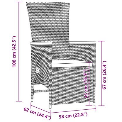 11-tlg. Garten-Essgruppe mit Kissen Grau Poly Rattan