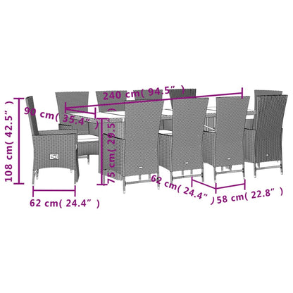 11-tlg. Garten-Essgruppe mit Kissen Beige Poly Rattan