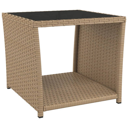 3-tlg. Garten-Essgruppe mit Kissen Beige Poly Rattan