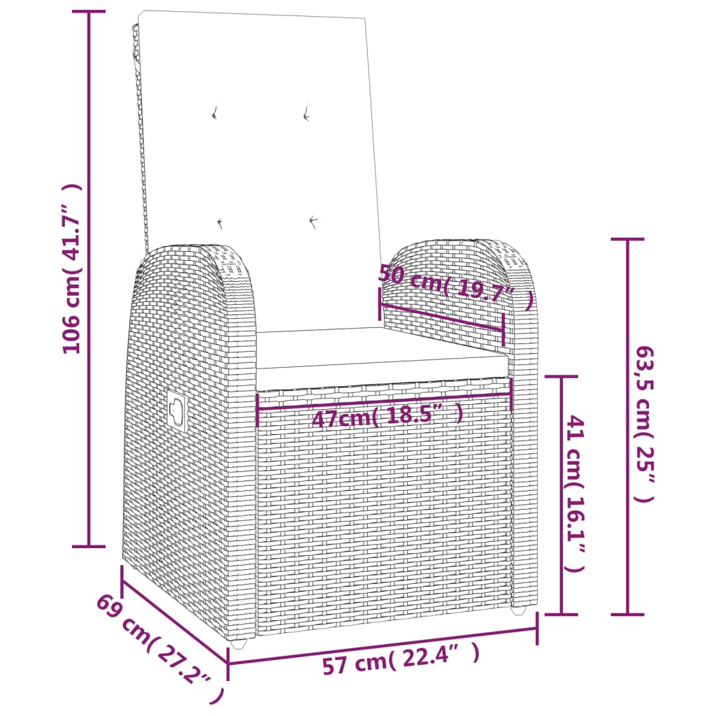 11-tlg. Garten-Essgruppe mit Kissen Grau Poly Rattan