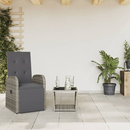 2-tlg. Garten-Essgruppe mit Kissen Grau Poly Rattan