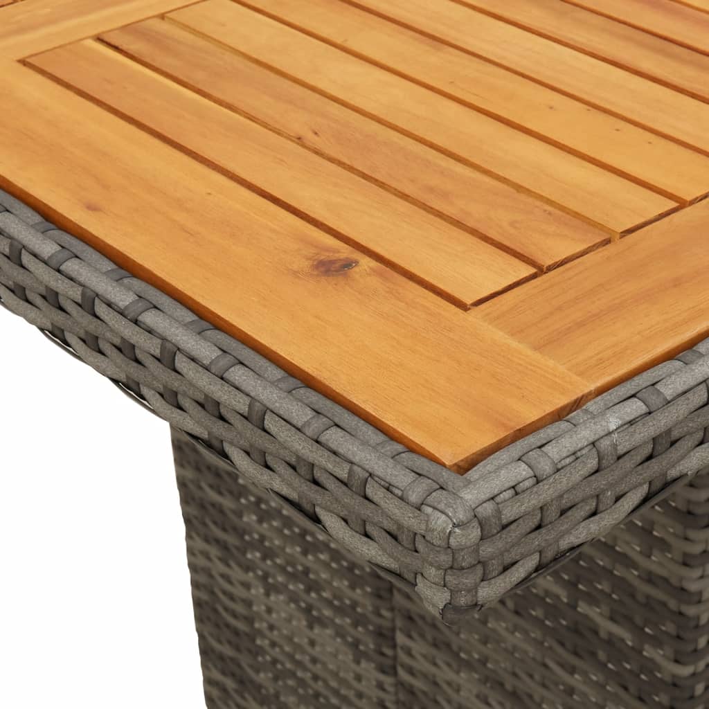 9-tlg. Garten-Essgruppe mit Kissen Grau Poly Rattan