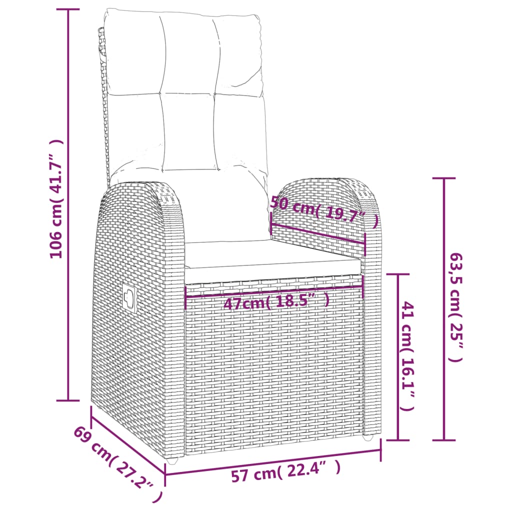 7-tlg. Garten-Essgruppe mit Kissen Schwarz Poly Rattan