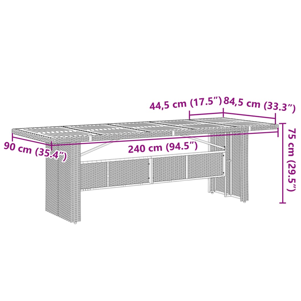 7-tlg. Garten-Essgruppe mit Kissen Schwarz Poly Rattan