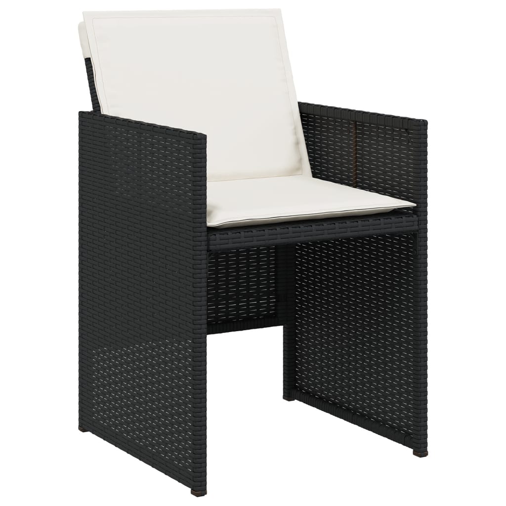 7-tlg. Garten-Essgruppe mit Kissen Schwarz Poly Rattan