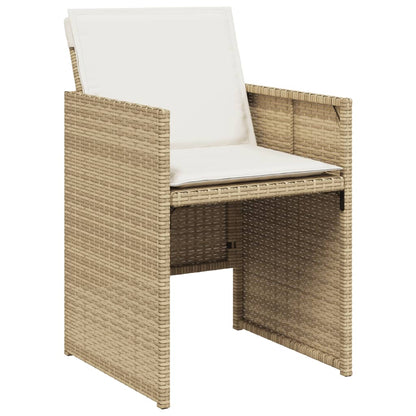 7-tlg. Garten-Essgruppe mit Kissen Beige Poly Rattan