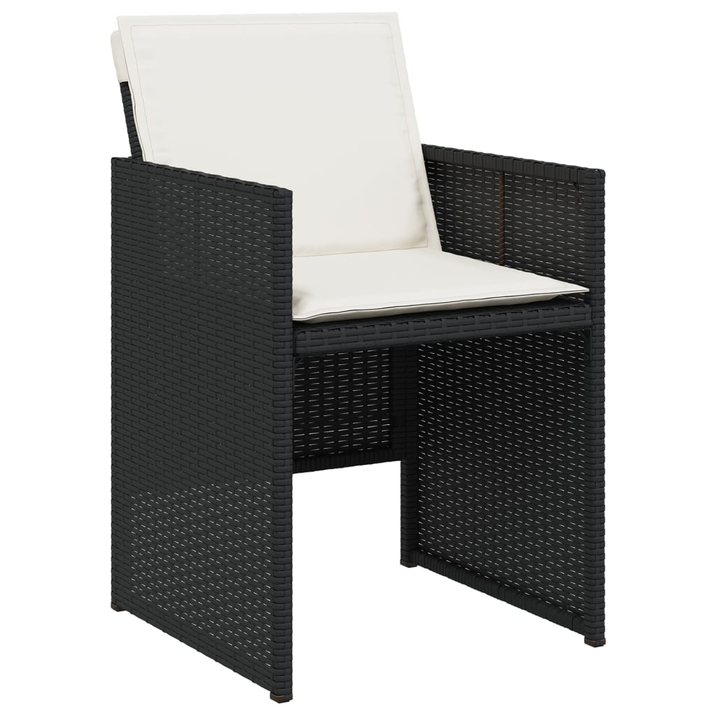 9-tlg. Garten-Essgruppe mit Kissen Schwarz Poly Rattan