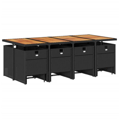 13-tlg. Garten-Essgruppe mit Kissen Schwarz Poly Rattan