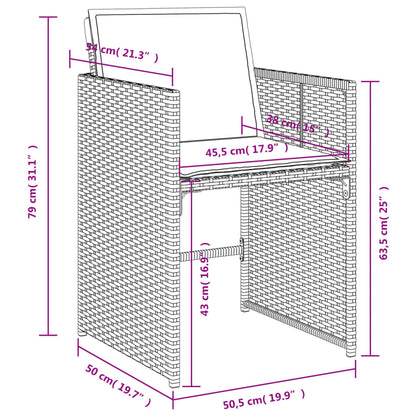 7-tlg. Garten-Essgruppe mit Kissen Braun Poly Rattan