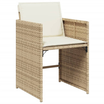 7-tlg. Garten-Essgruppe mit Kissen Beige Poly Rattan