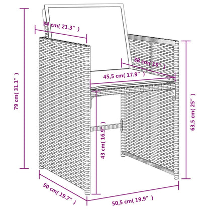 7-tlg. Garten-Essgruppe mit Kissen Schwarz Poly Rattan