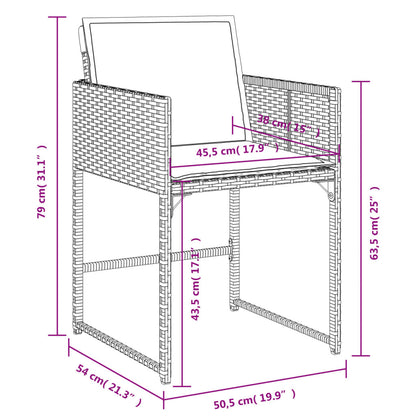 7-tlg. Garten-Essgruppe mit Kissen Braun Poly Rattan