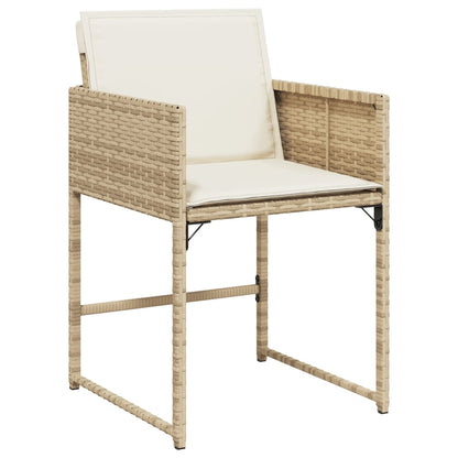 11-tlg. Garten-Essgruppe mit Kissen Beige Poly Rattan