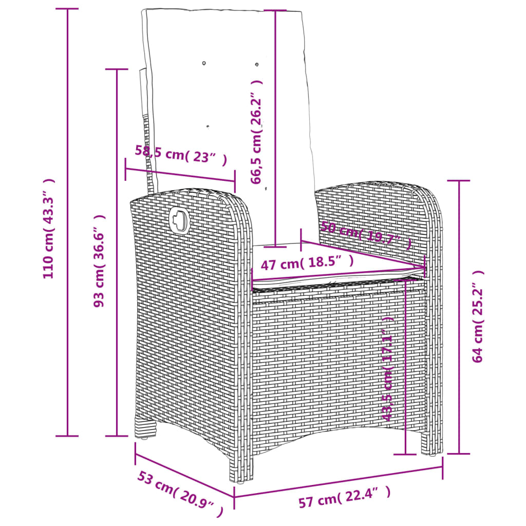 4-tlg. Garten-Essgruppe mit Kissen Schwarz Poly Rattan