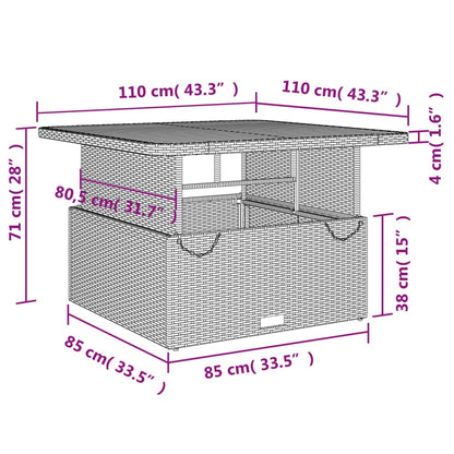 2-tlg. Garten-Essgruppe mit Kissen Schwarz Poly Rattan