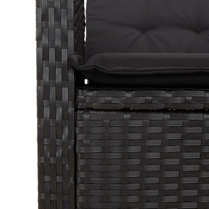 4-tlg. Garten-Essgruppe mit Kissen Schwarz Poly Rattan