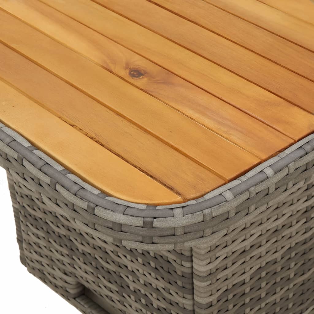 2-tlg. Garten-Essgruppe mit Kissen Grau Poly Rattan