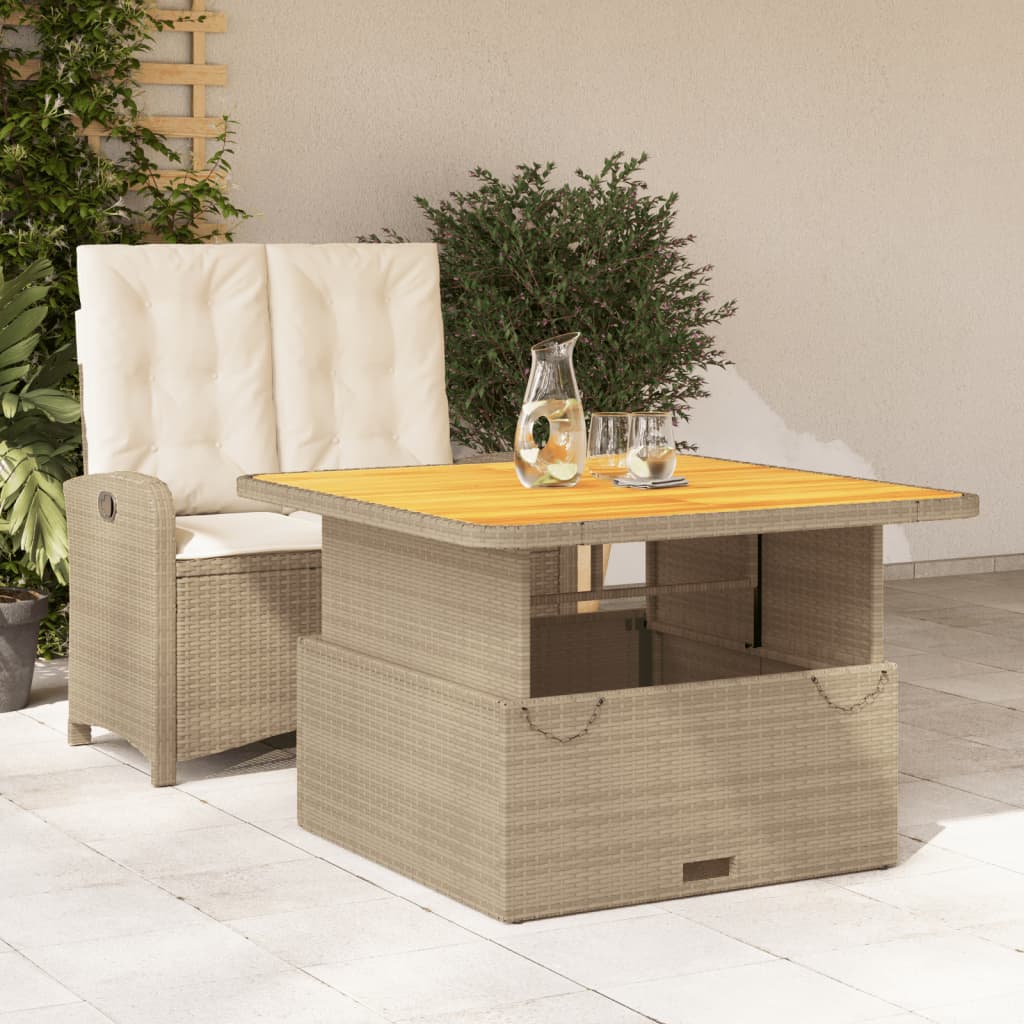 2-tlg. Garten-Essgruppe mit Kissen Beige Poly Rattan