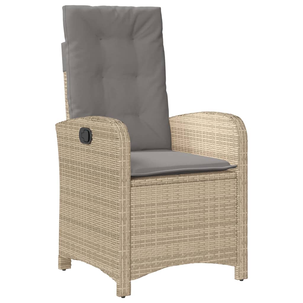 3-tlg. Garten-Essgruppe mit Kissen Beige Poly Rattan