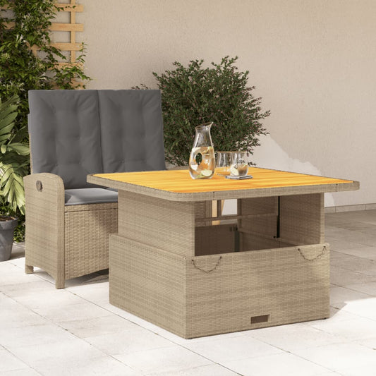 2-tlg. Garten-Essgruppe mit Kissen Beige Poly Rattan