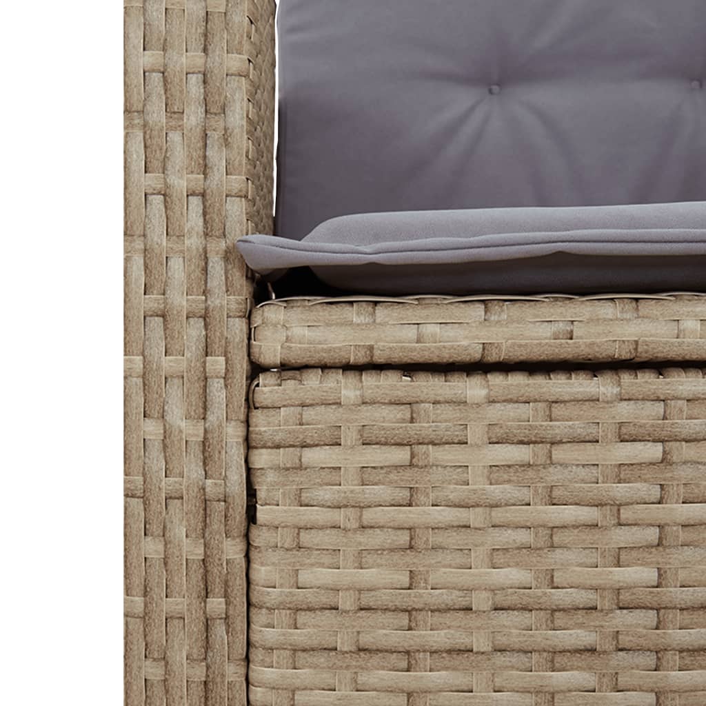 2-tlg. Garten-Essgruppe mit Kissen Beige Poly Rattan