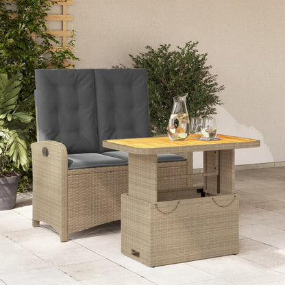 2-tlg. Garten-Essgruppe mit Kissen Beige Poly Rattan