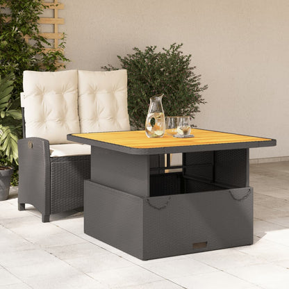 2-tlg. Garten-Essgruppe mit Kissen Schwarz Poly Rattan