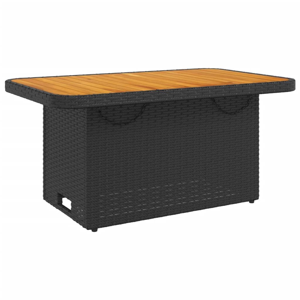 2-tlg. Garten-Essgruppe mit Kissen Schwarz Poly Rattan