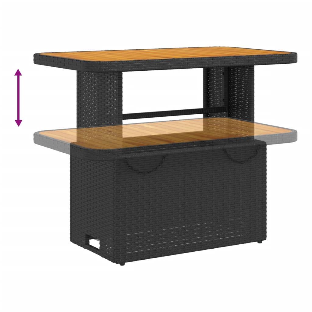 2-tlg. Garten-Essgruppe mit Kissen Schwarz Poly Rattan