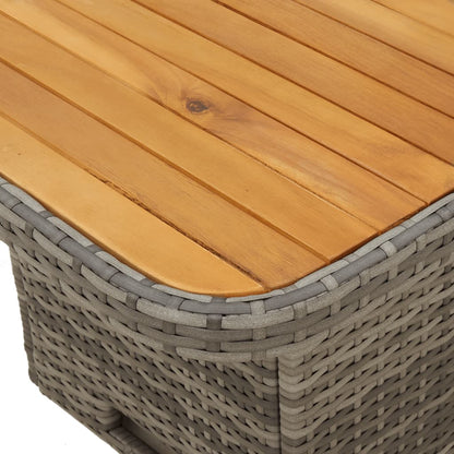 3-tlg. Garten-Essgruppe mit Kissen Grau Poly Rattan