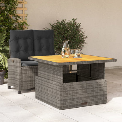 2-tlg. Garten-Essgruppe mit Kissen Grau Poly Rattan