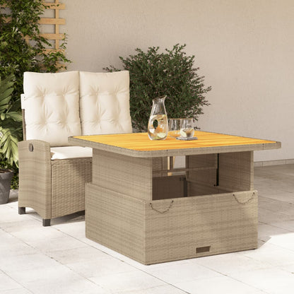 2-tlg. Garten-Essgruppe mit Kissen Beige Poly Rattan