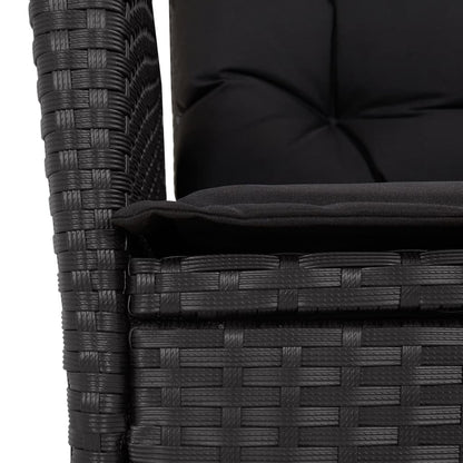 4-tlg. Garten-Essgruppe mit Kissen Schwarz Poly Rattan