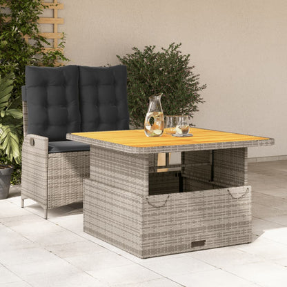 2-tlg. Garten-Essgruppe mit Kissen Grau Poly Rattan