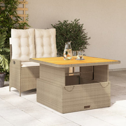 2-tlg. Garten-Essgruppe mit Kissen Beige Poly Rattan