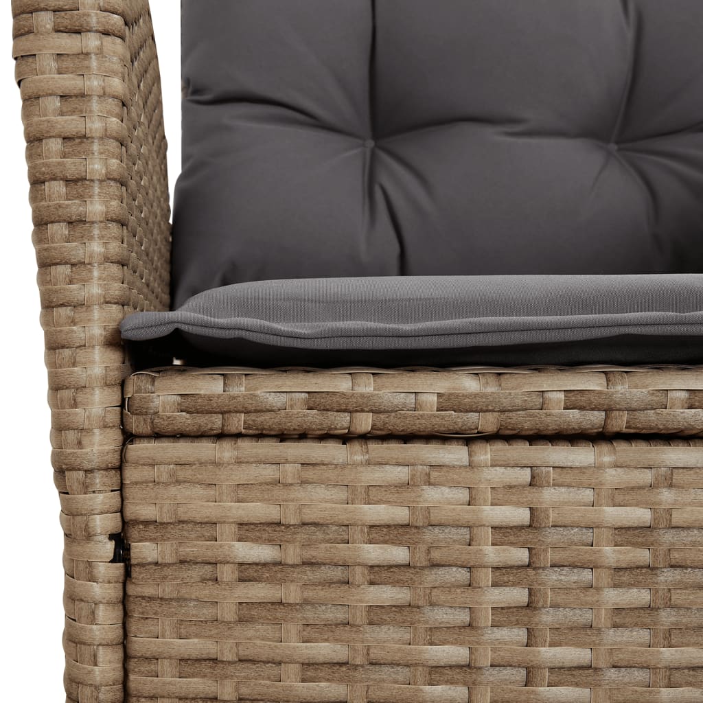 4-tlg. Garten-Essgruppe mit Kissen Beige Poly Rattan