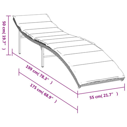 Sonnenliegen 2 Stk. mit Auflagen Grau Poly Rattan