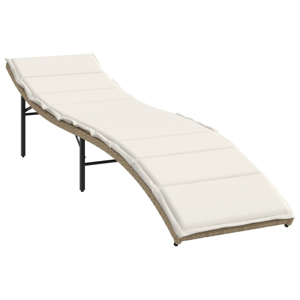 Sonnenliegen 2 Stk. mit Auflagen Beige Poly Rattan