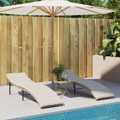 Sonnenliegen 2 Stk. mit Auflagen Beige Poly Rattan