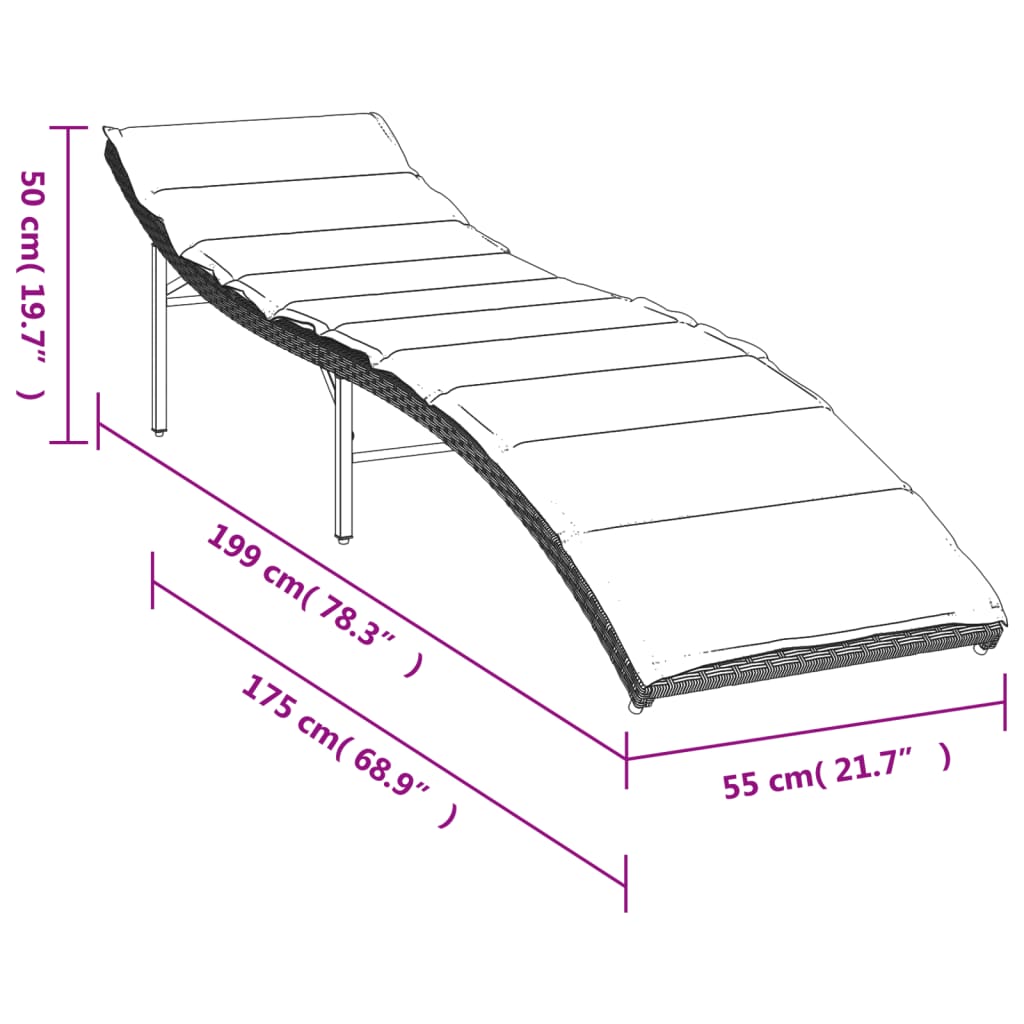 Sonnenliegen 2 Stk. mit Auflagen Hellgrau Poly Rattan