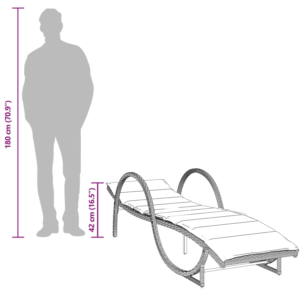 Sonnenliegen 2 Stk. mit Auflagen Schwarz Poly Rattan