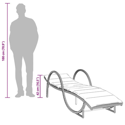 Sonnenliegen 2 Stk. mit Auflagen Grau Poly Rattan