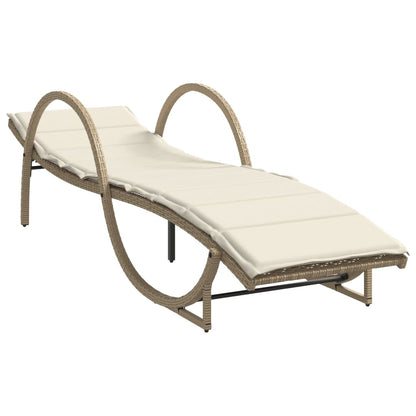 Sonnenliegen 2 Stk. mit Auflagen Beige Poly Rattan