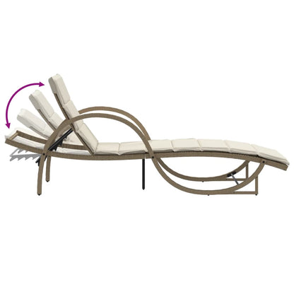 Sonnenliegen 2 Stk. mit Auflagen Beige Poly Rattan