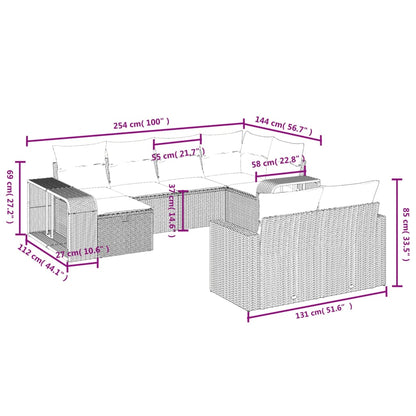 10-tlg. Garten-Sofagarnitur mit Kissen Schwarz Poly Rattan