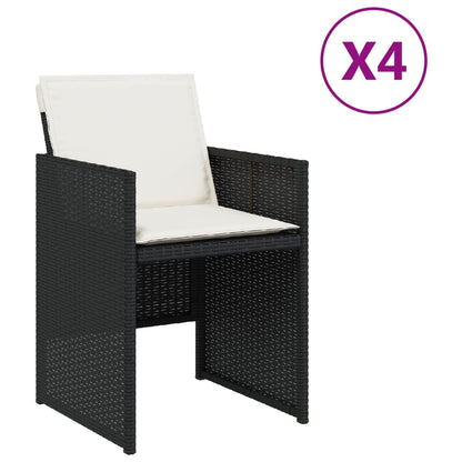 Gartenstühle mit Kissen 4 Stk. Schwarz Poly Rattan