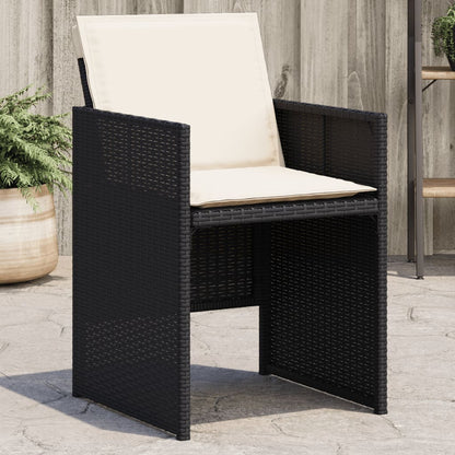 Gartenstühle mit Kissen 4 Stk. Schwarz Poly Rattan