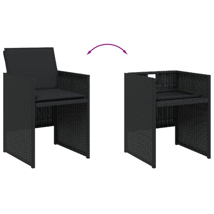 Gartenstühle mit Kissen 4 Stk. Schwarz Poly Rattan